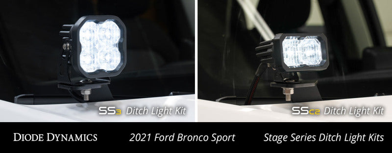 21-25 Ford Bronco Sport Diode Dynamics DD7143 Stage Series 2in LED Ditch Light Kit - Sport Yellow Combo