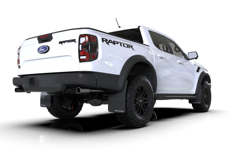 23-25 Ford Ranger Raptor Rally Armor MF123-UR-BLK-WH Black UR Mud Flap White Logo