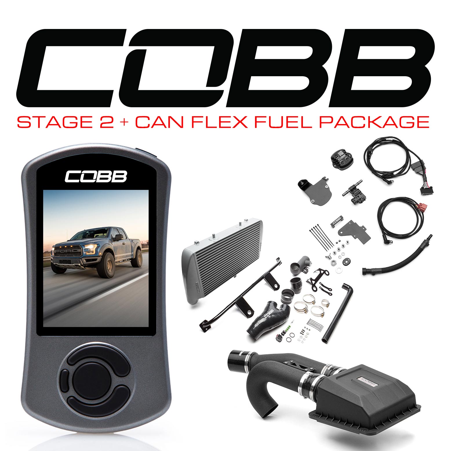 COBB Tuning 0050020SL-TCM-FF Stage 2 + CAN Flex Fuel Power Package Silver with TCM for 17-20 Ford F-150 Raptor Ecoboost